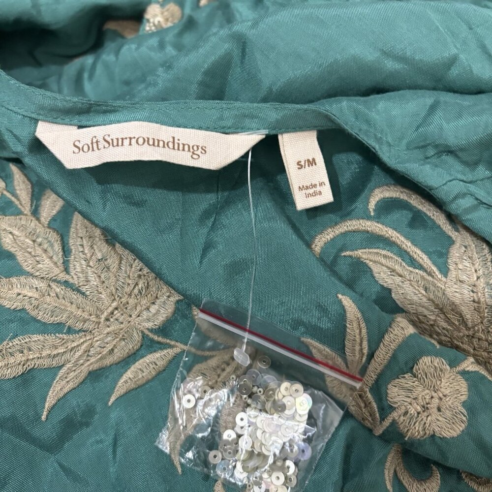 Soft Surroundings Embroidered Beaded Kimono Top Open Women Small/medium - Picture 12 of 14